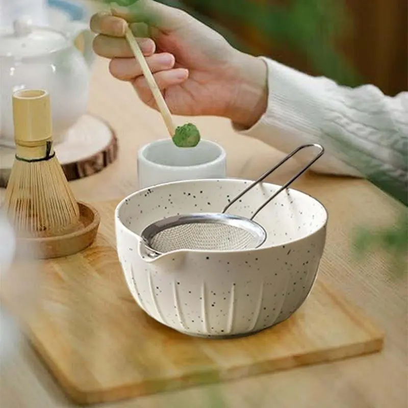 Matcha Whisk Set Traditional Matcha Tea Matcha Set Japanese Whisk Set Starter Kit Includes Sifter Scoop Whisk Holder Matcha Bowl