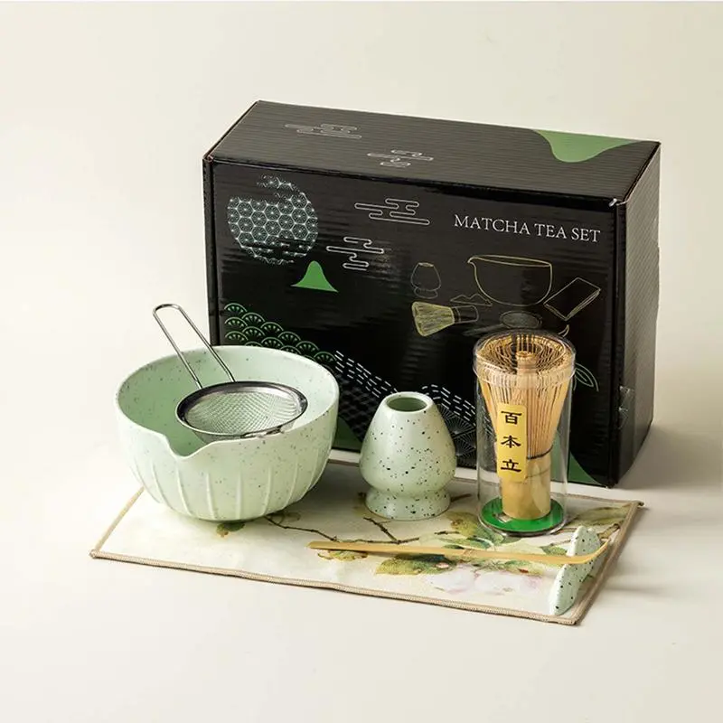 Matcha Whisk Set Traditional Matcha Tea Matcha Set Japanese Whisk Set Starter Kit Includes Sifter Scoop Whisk Holder Matcha Bowl