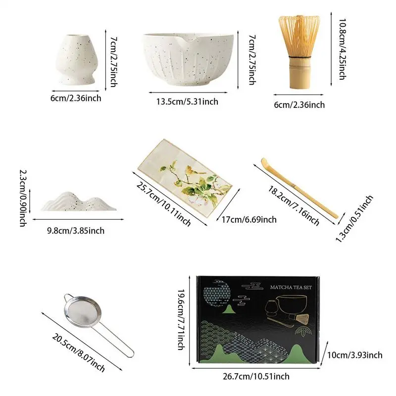 Matcha Whisk Set Traditional Matcha Tea Matcha Set Japanese Whisk Set Starter Kit Includes Sifter Scoop Whisk Holder Matcha Bowl