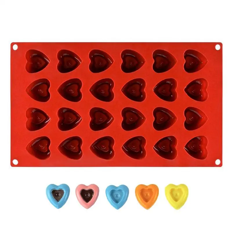 Silicone Love shape Chocolate Mold 24-Cavity Chocolate Mold Mousse Chocolate Dessert Jelly Mould cookie mold Baking Tool