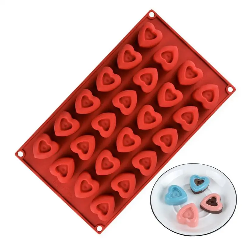 Silicone Love shape Chocolate Mold 24-Cavity Chocolate Mold Mousse Chocolate Dessert Jelly Mould cookie mold Baking Tool