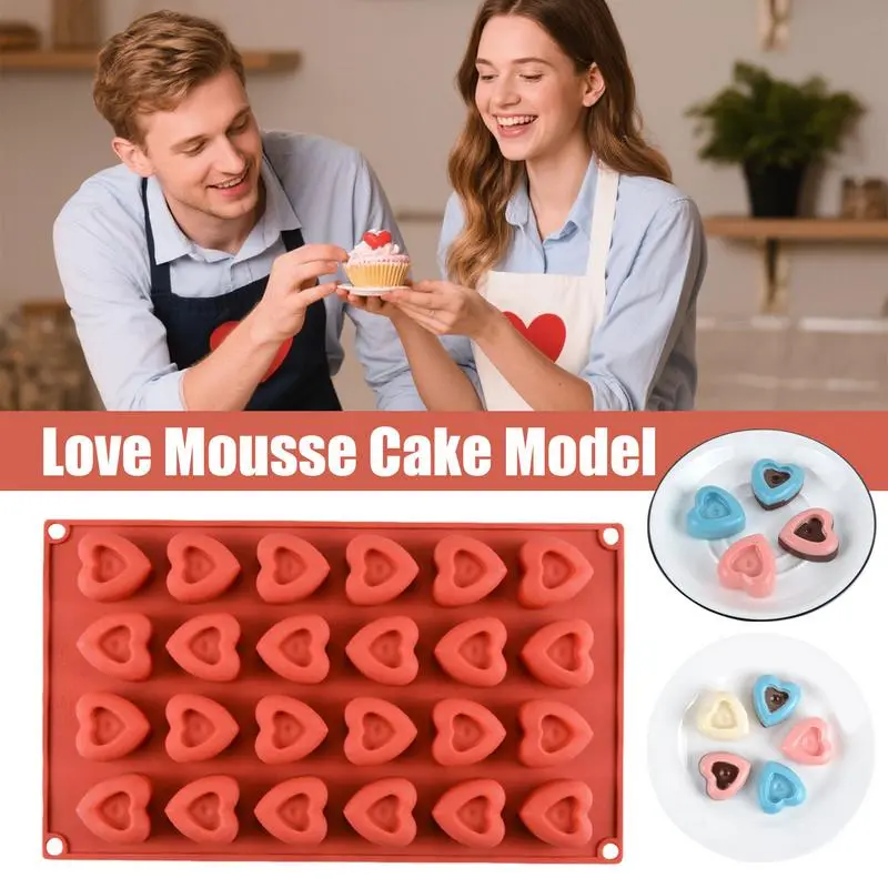 Silicone Love shape Chocolate Mold 24-Cavity Chocolate Mold Mousse Chocolate Dessert Jelly Mould cookie mold Baking Tool