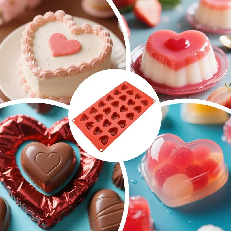 Silicone Love shape Chocolate Mold 24-Cavity Chocolate Mold Mousse Chocolate Dessert Jelly Mould cookie mold Baking Tool