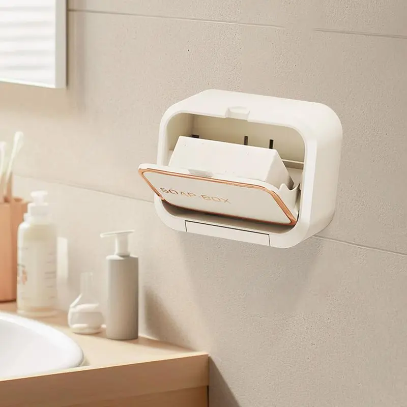 Soap Dish For Shower Wall Soap Case Adhesive Sponge Storage Organizer Draining Saver For Shower Bathtub Home Kitchen Sink