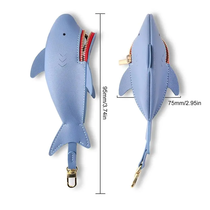 Shark Keychain Holder Funny Coin Pouch Animal Zipper Keychain Change Purse Cartoon Cosmetic Items Bag Small Wallet