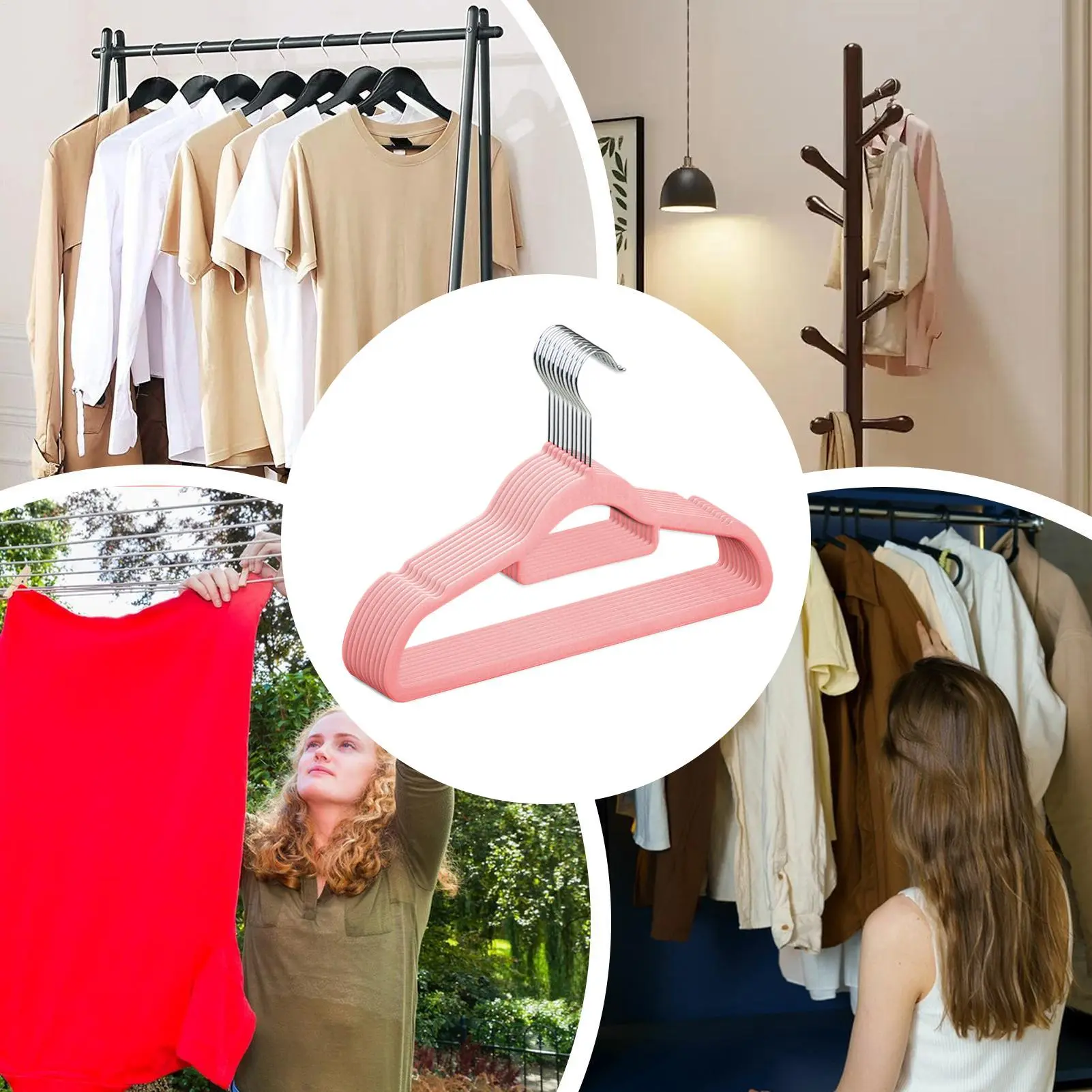 Thin Clothes Hangers 10 Pieces Flocking Thin Clothing Hangers Traceless Compact Organizer For Wardrobe Laundry Closet Home