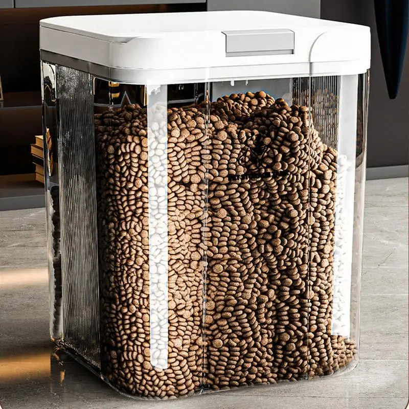 Pet Food Container Sealed Dog And Cat Food Storage Container Airtight Transparent Stackable 5L Bucket For Homes Pantries