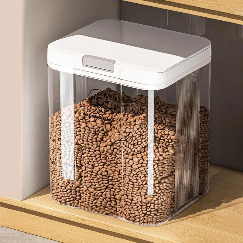 Pet Food Container Sealed Dog And Cat Food Storage Container Airtight Transparent Stackable 5L Bucket For Homes Pantries