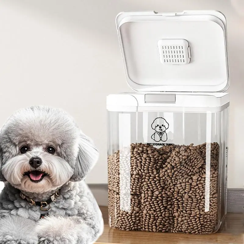 Pet Food Container Sealed Dog And Cat Food Storage Container Airtight Transparent Stackable 5L Bucket For Homes Pantries