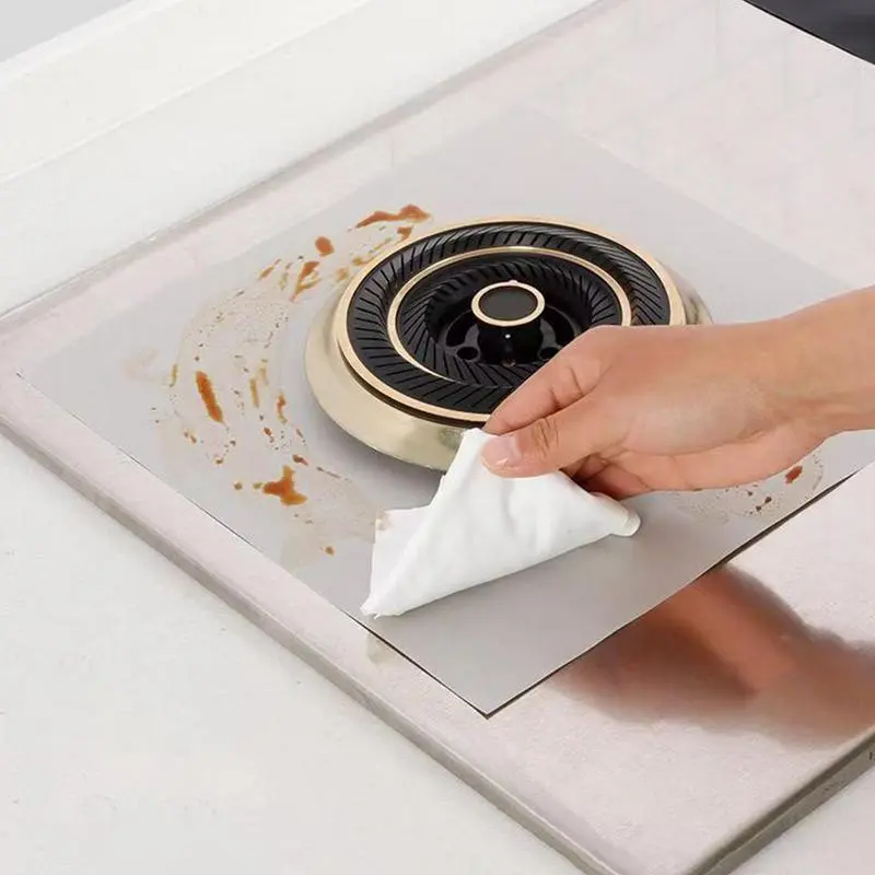 Stove Burner Liners 4X Kitchen Stove Burner Protector Heat-Resistant Anti-Oil Kitchen Gadget Drip-Proof Cleaning Pads For Home