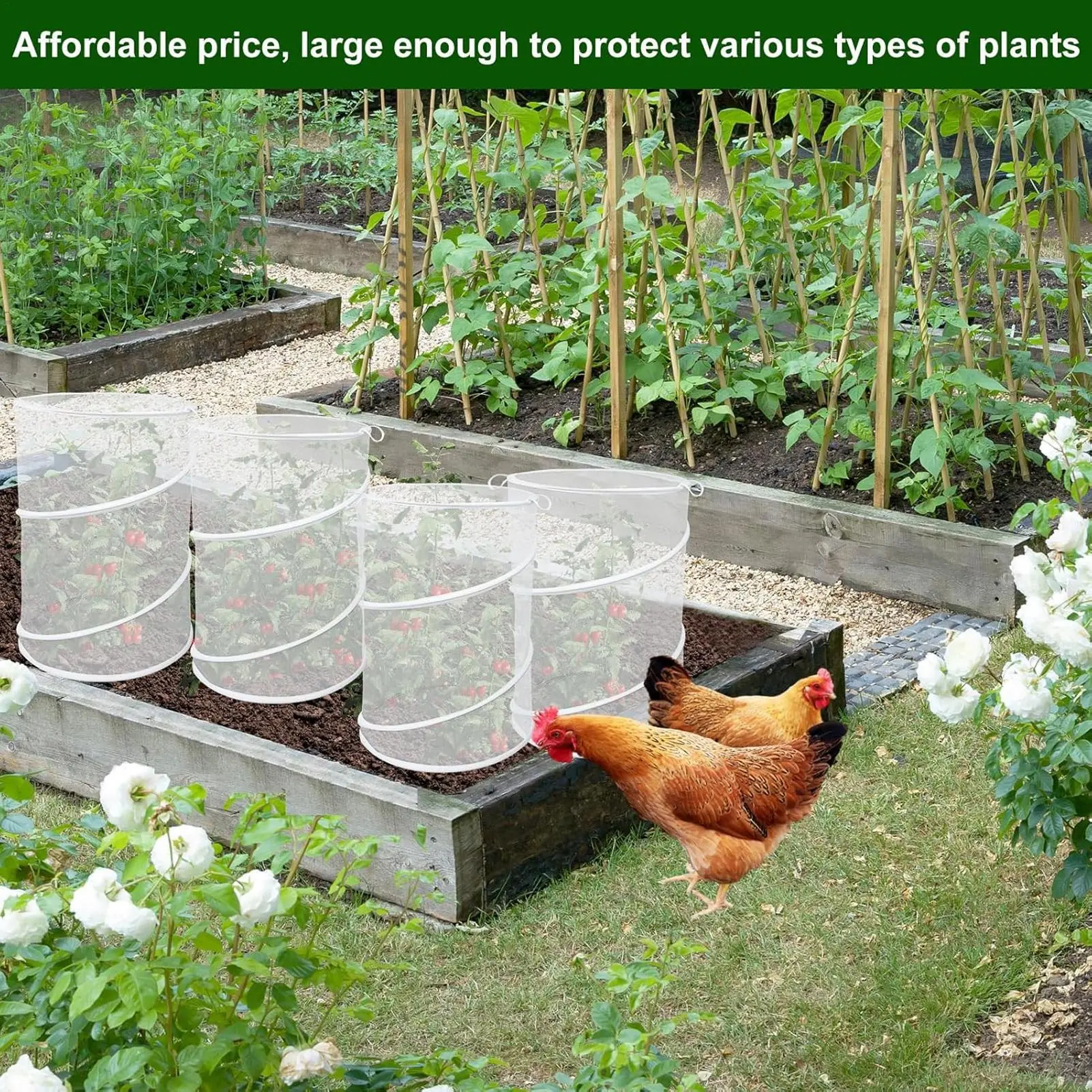 Mesh Cover For Plants Plant Mesh Enclosure Pop Out 4 Pieces Foldable Tent With 16 Stakes Fly-Proof Animals Barrier For Garden