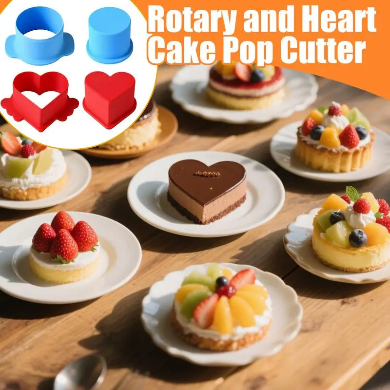 Round And Heart Cake Pop Cutter Cake Pop Cutter Pusher Maker Mold Smooth Shapes Press Set Home Baking Accessories Teaching Tool