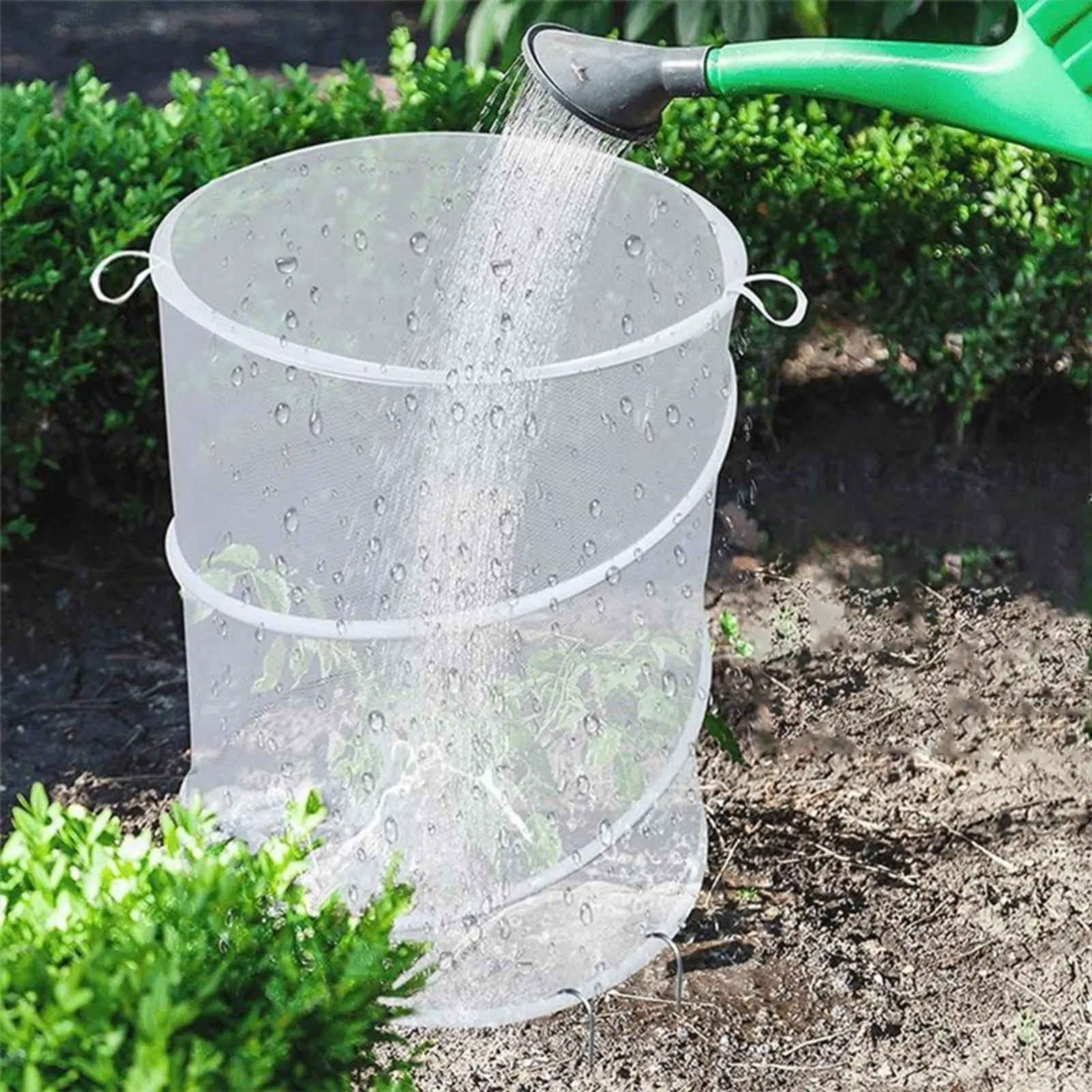 Mesh Cover For Plants Plant Mesh Enclosure Pop Out 4 Pieces Foldable Tent With 16 Stakes Fly-Proof Animals Barrier For Garden
