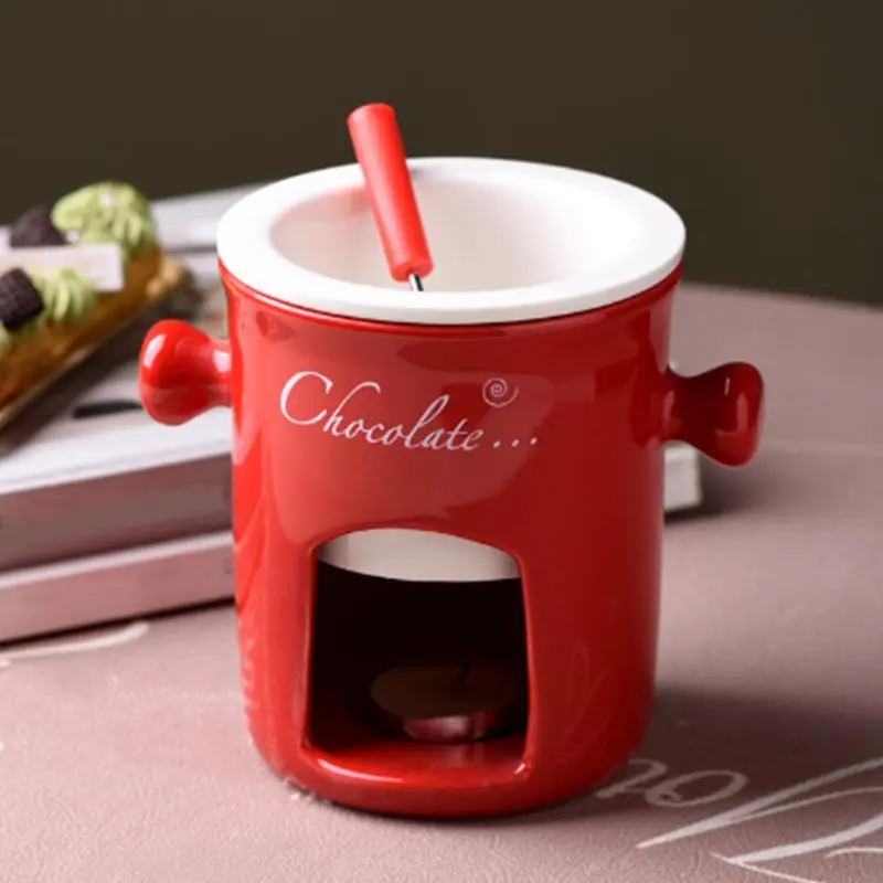 Fondue Mug Ceramic Small Cheese chocolate Melting Fondue Pot Chocolate Fondue Mugs Home Snack Candy Chocolate Melter Pot