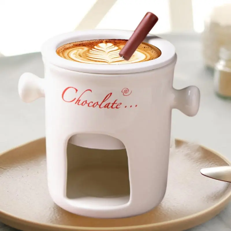 Fondue Mug Ceramic Small Cheese chocolate Melting Fondue Pot Chocolate Fondue Mugs Home Snack Candy Chocolate Melter Pot