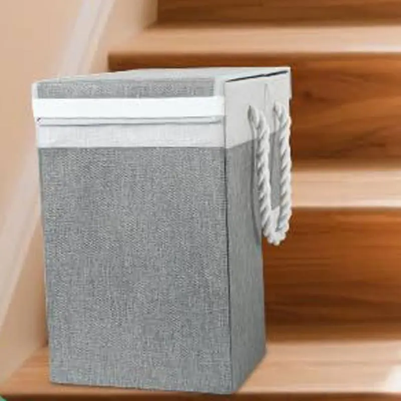 Stair Basket Folding Books Organizer Space-Saving Stair Basket with Handle for Living Room Decor Toy Storage Laundry Closet