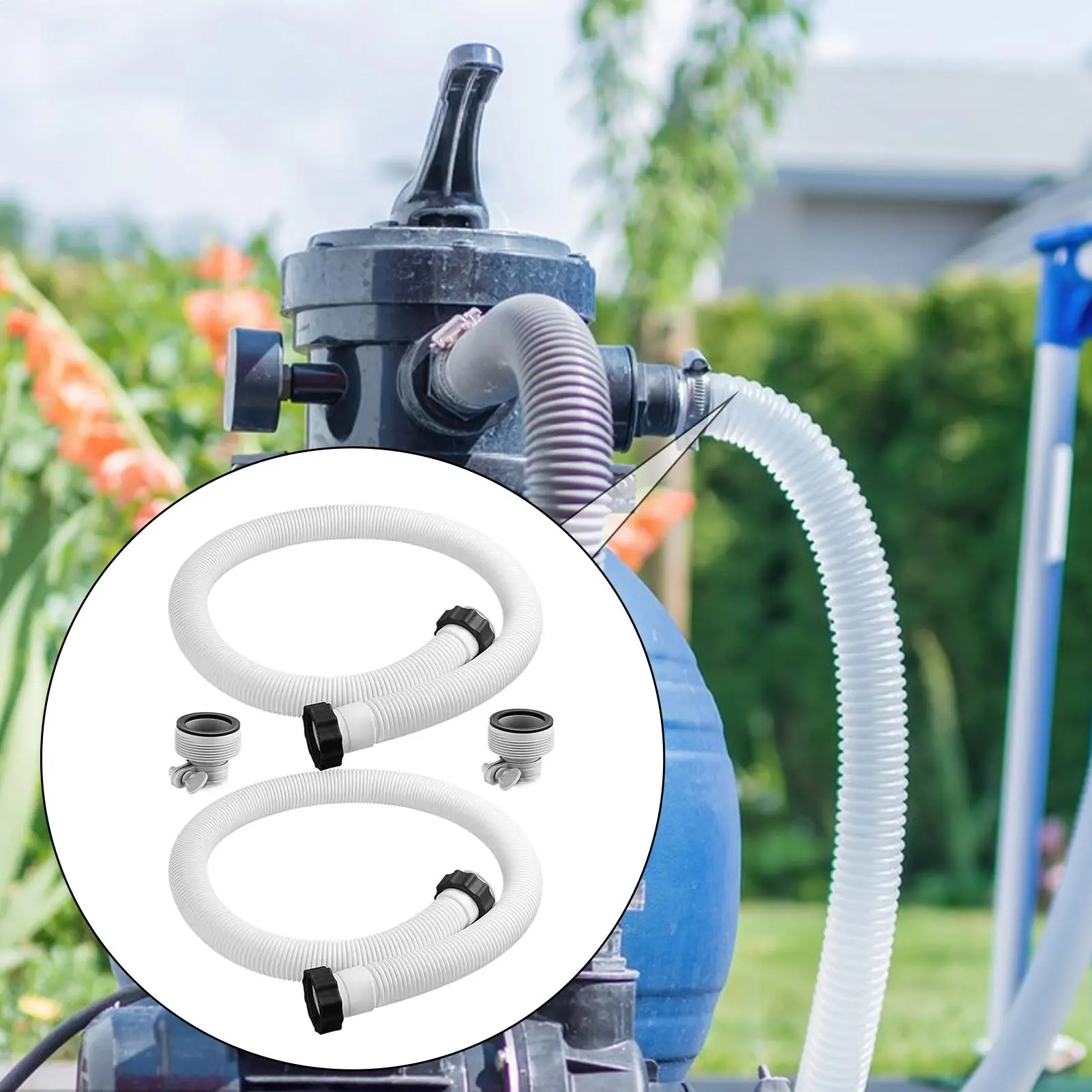 Pool Pump Hose 2 Pieces Filter Connecting Pipe PVC Flexible Drain Plumbing Hose Replacement For Saltwater Systems Swimming Pool