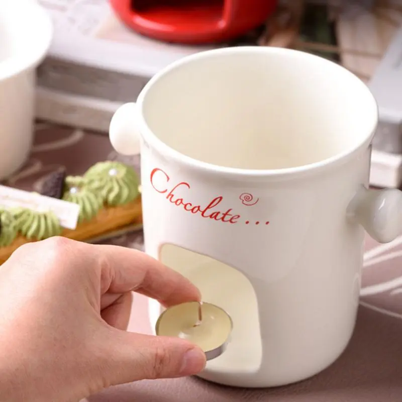 Fondue Mug Ceramic Small Cheese chocolate Melting Fondue Pot Chocolate Fondue Mugs Home Snack Candy Chocolate Melter Pot