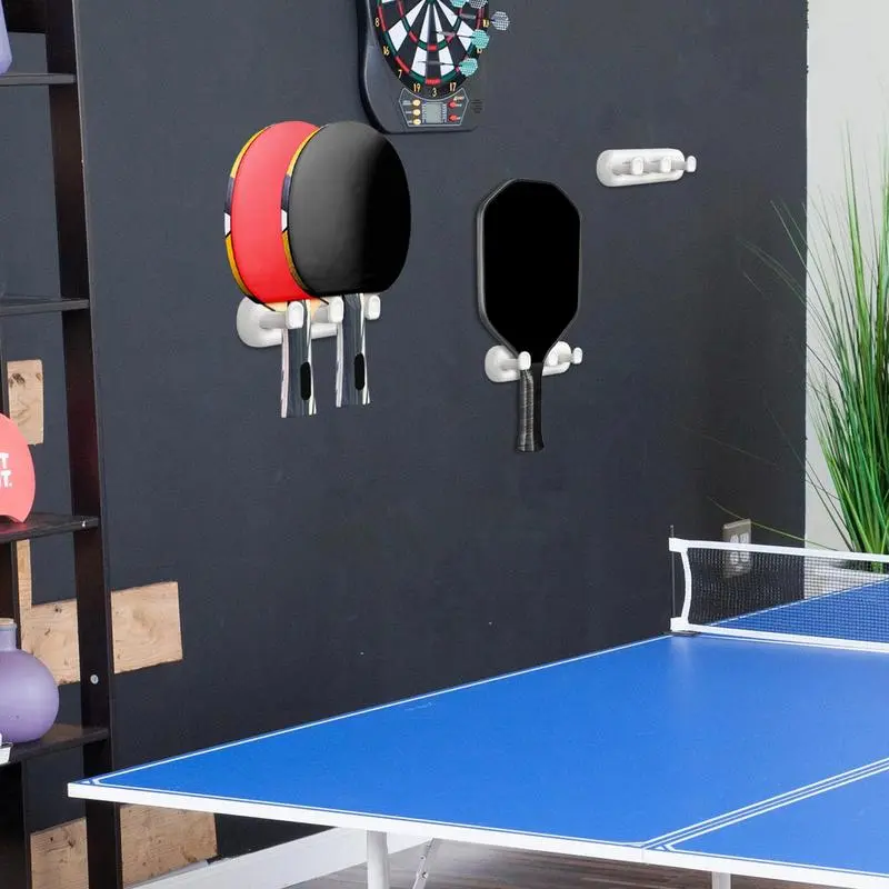 Tennis Racket Holder Adjustable Hangable Pickleball Paddle Holder Adhesive Utility Hooks Versatile Wall Storage Hanger For Towel