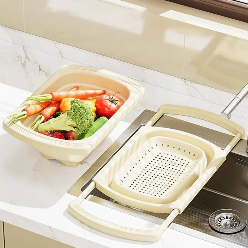 Sink Basket Strainer Kitchen Draining Container Foldable Vegetable Washing Basket Portable Sink Filter Basket For Home Use