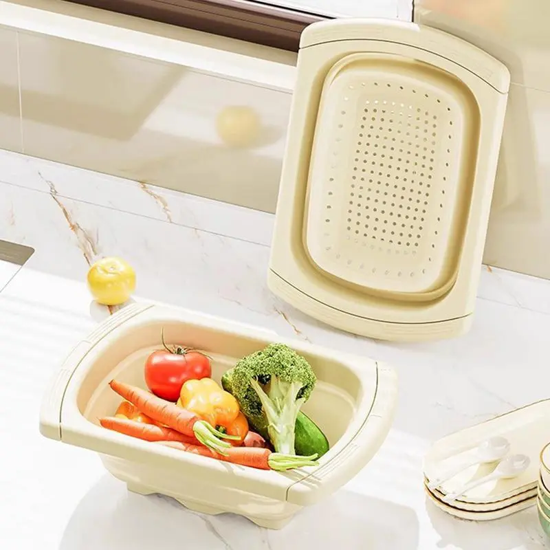 Sink Basket Strainer Kitchen Draining Container Foldable Vegetable Washing Basket Portable Sink Filter Basket For Home Use