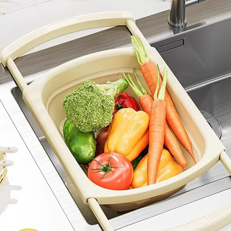 Sink Basket Strainer Kitchen Draining Container Foldable Vegetable Washing Basket Portable Sink Filter Basket For Home Use