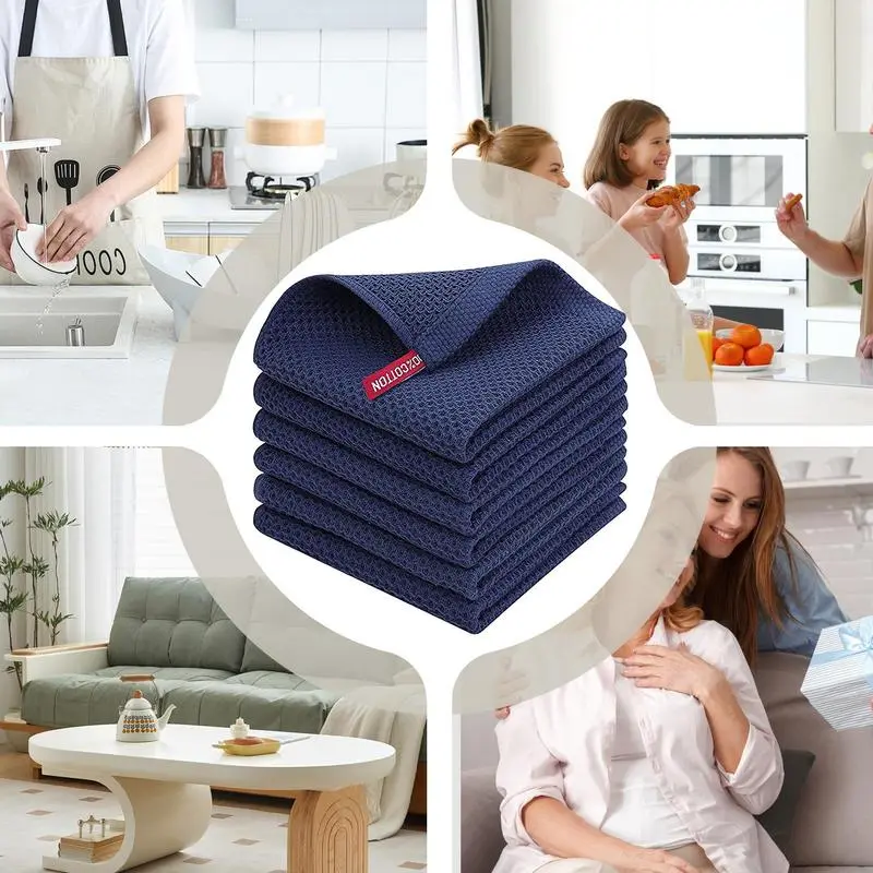 Kitchen Dish Towels 6 Pieces Dish Drying Towels Cotton Dish Towels Hangable Kitchen Washcloths Kitchen Towel Set For Bowls Pots
