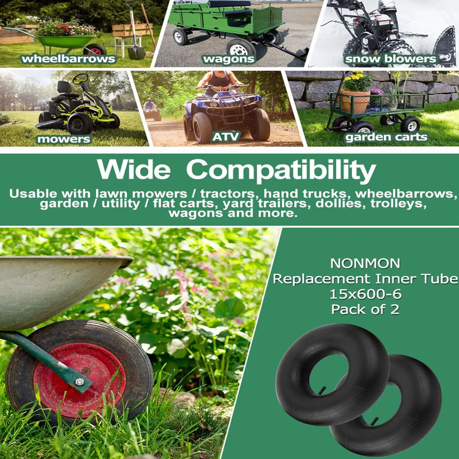 Lawn Mower Tire Tubes Replace Inner Tubes Sturdy 2 Pieces Wear-Resistant Repair Accessories For Repairing Maintenance Snow
