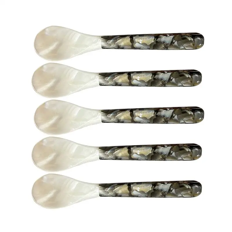 5pcs Caviar Spoons Shell Spoon Cream Coffee Caviar Spoon Mother Of Pearl Seashells Stirring Spoons Condiment Spoon Cream Spoon