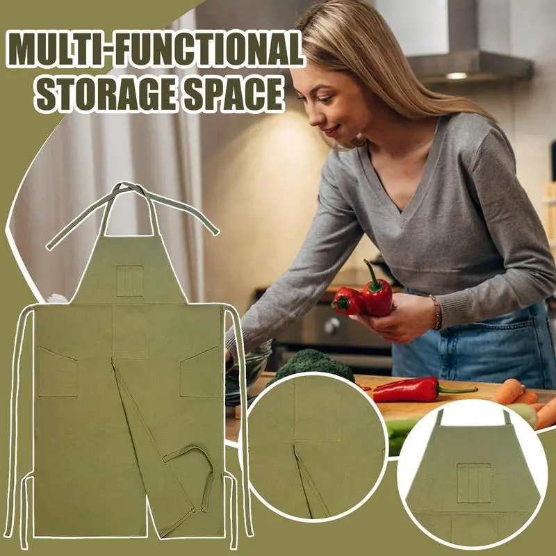 Pottery Apron Waterproof Pinafore Adjustable Split Leg Apron With 3 Pockets For Pottery Painting Sculpture Ceramics