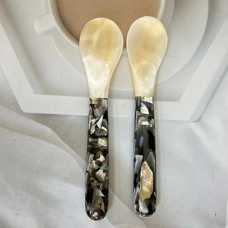 5pcs Caviar Spoons Shell Spoon Cream Coffee Caviar Spoon Mother Of Pearl Seashells Stirring Spoons Condiment Spoon Cream Spoon
