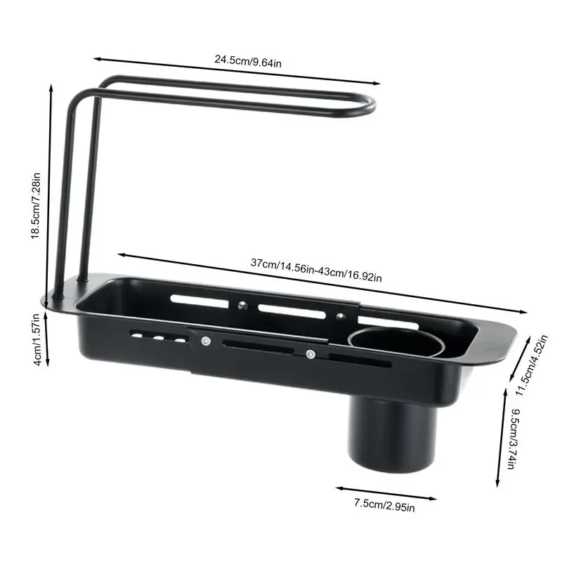Expandable Slim Drain Basket Retractable Sink Drying Basket Adjustable Length Colander Rack Sponge Holder For Home Kitchen