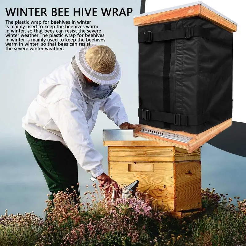 Winter Beehive Wrap 600D Oxford Hive Wrap Adjustable Hive Wrap Warm Beekeeping Supplies Waterproof Windproof Insulation Wrap For