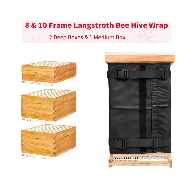 Winter Beehive Wrap 600D Oxford Hive Wrap Adjustable Hive Wrap Warm Beekeeping Supplies Waterproof Windproof Insulation Wrap For