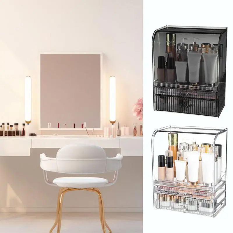 Makeup Organizer With Lid Cosmetics Storage Box Makeup Storage Box Portable Vanity Cosmetics Organizer With Drawers For