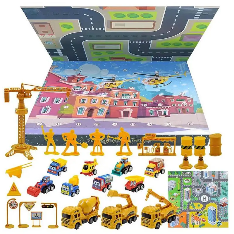 Vehicle Toys Set Advent Calendar Gift Box 24 Days Christmas Countdown Calendar Pull Back Car Toys Christmas Gift For Kids