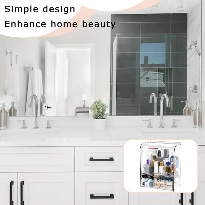 Makeup Organizer With Lid Cosmetics Storage Box Makeup Storage Box Portable Vanity Cosmetics Organizer With Drawers For