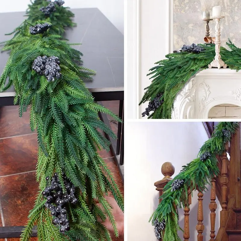 180cm Christmas cedar garland long cedar real touch garland Dense Cedar Garland Greenery Garland Ornament Fireplace Decor