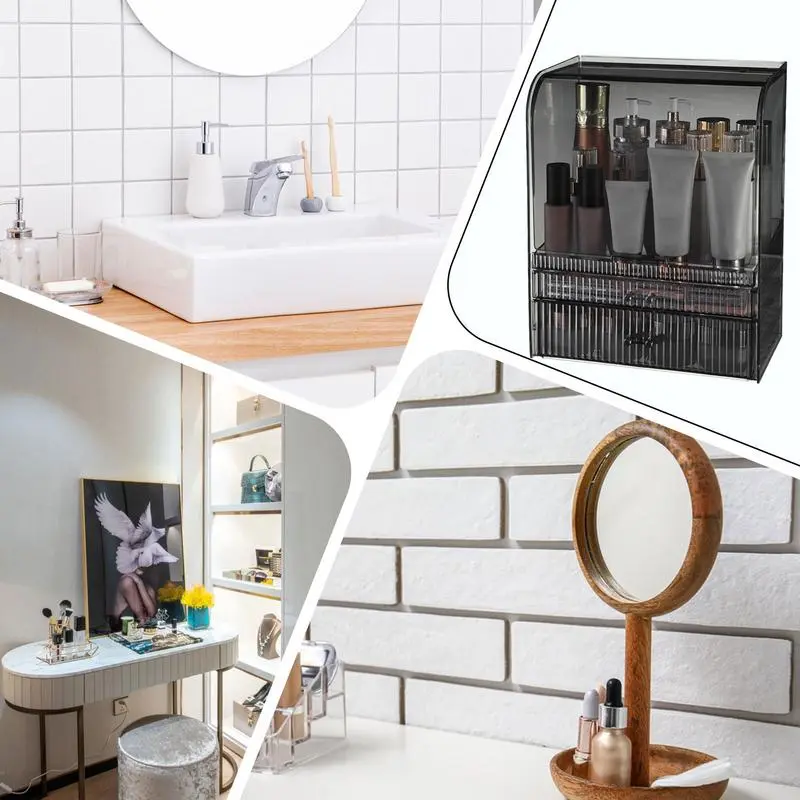 Makeup Organizer With Lid Cosmetics Storage Box Makeup Storage Box Portable Vanity Cosmetics Organizer With Drawers For