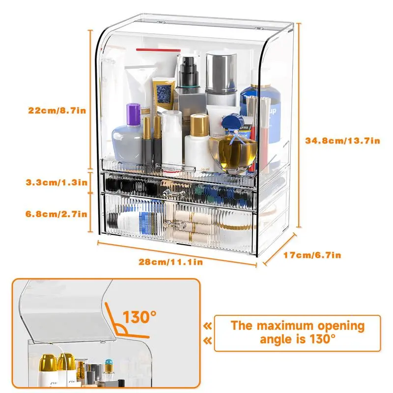 Makeup Organizer With Lid Cosmetics Storage Box Makeup Storage Box Portable Vanity Cosmetics Organizer With Drawers For