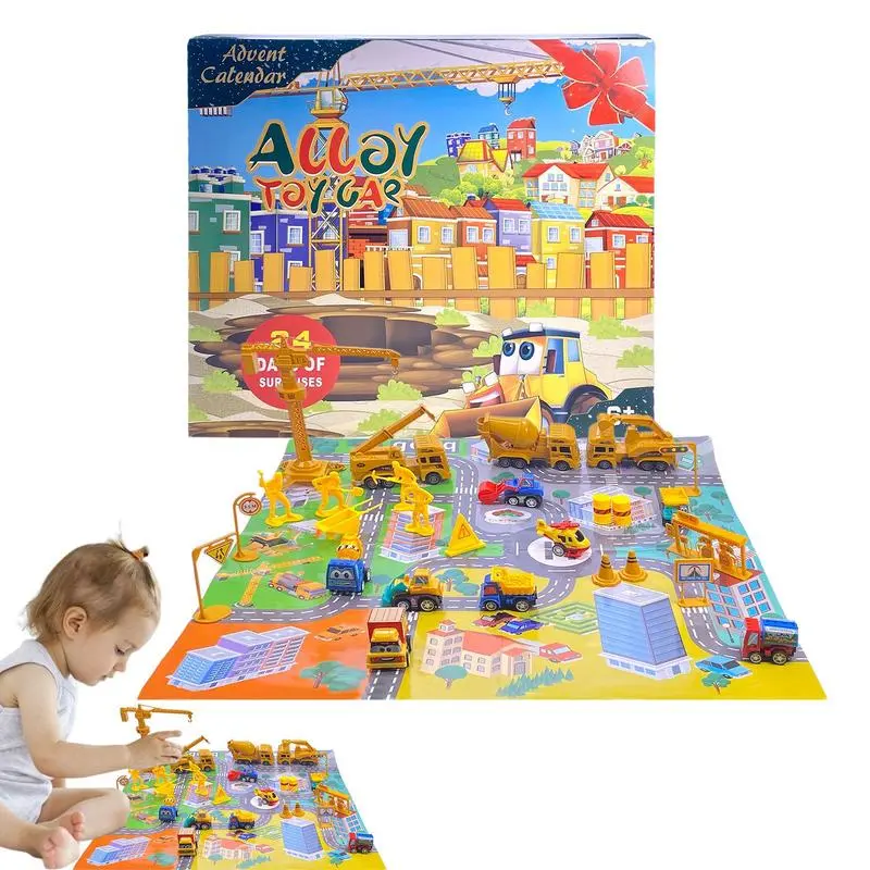 Vehicle Toys Set Advent Calendar Gift Box 24 Days Christmas Countdown Calendar Pull Back Car Toys Christmas Gift For Kids