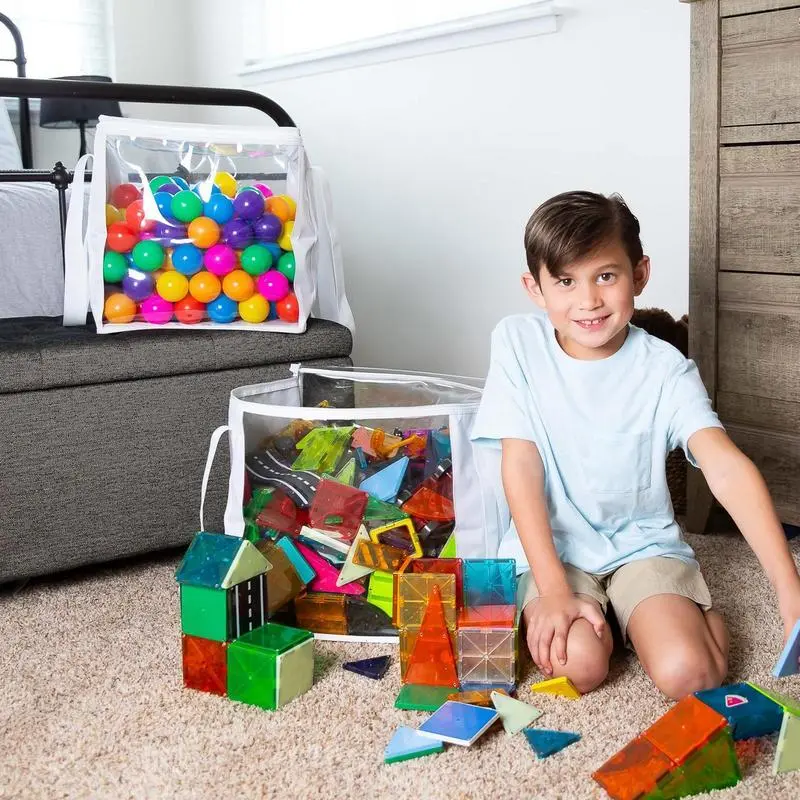 Toy Organizer Bags 2 Pieces Board Game Storage With Zipper Clear Storage Bags Waterproof Kids Toy Storage Organizer Bags for