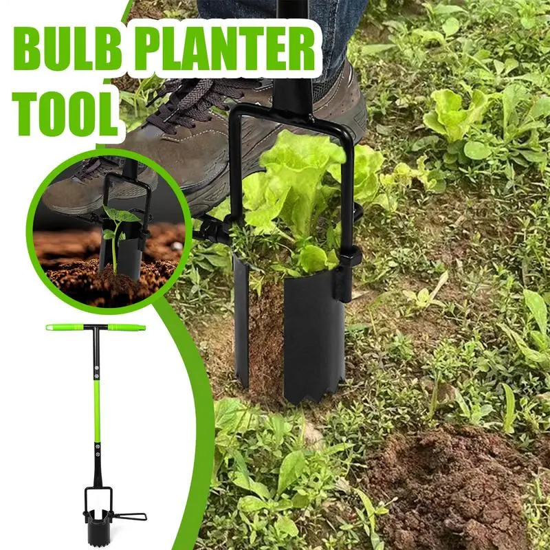 Seeding Bulb Planter Tool Long Handled Transplanter Multi-functional Lawn Tool Depth Mark Bulb Planter Bulb Planter Digger