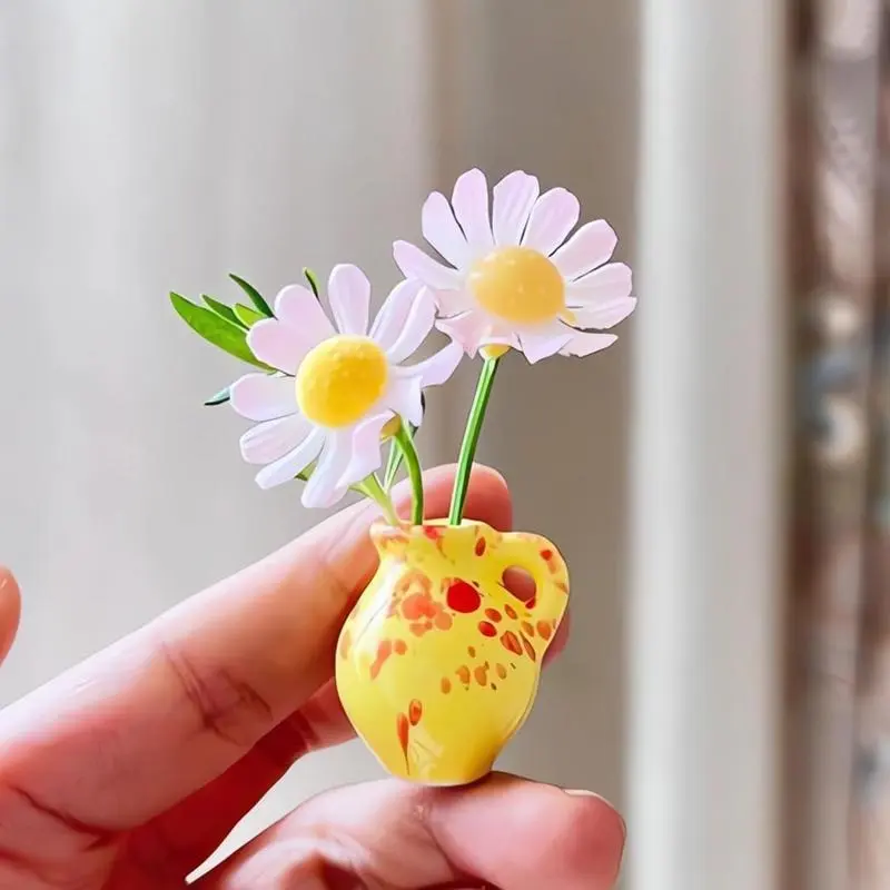 Mini Ceramics Vase Fridge Magnet 3D Resin Aesthetic Fridge Vase Magnet Refrigerator Ornament Ceramic Vase Design Magnet 6pcs