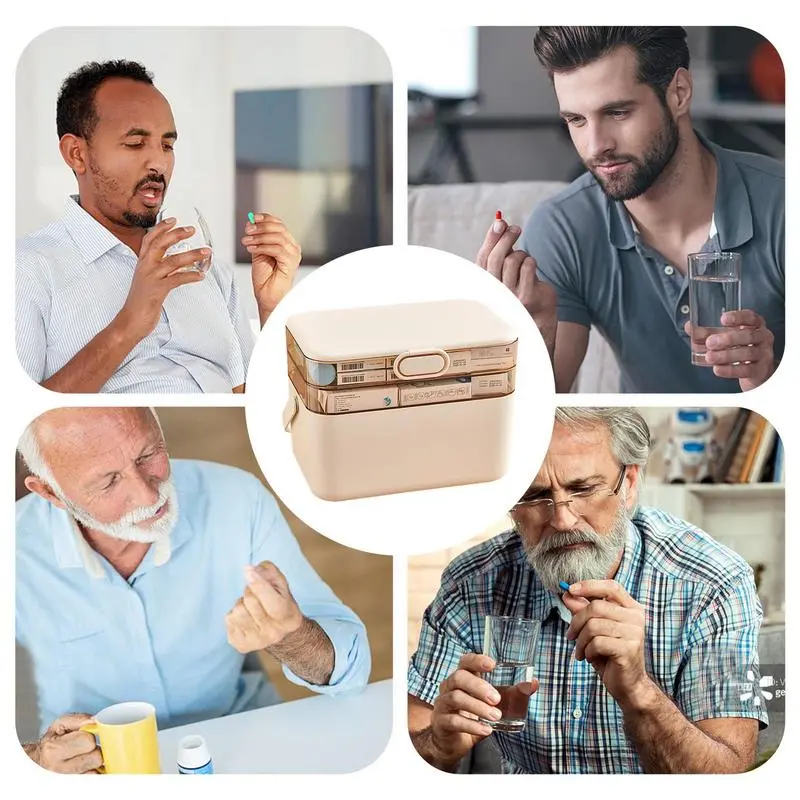 Three-Layer Large Medicine Box Three-Layer Large-Capacity Medicine Chest Portable Medicine Box Removable Medicine Cabinet Pill