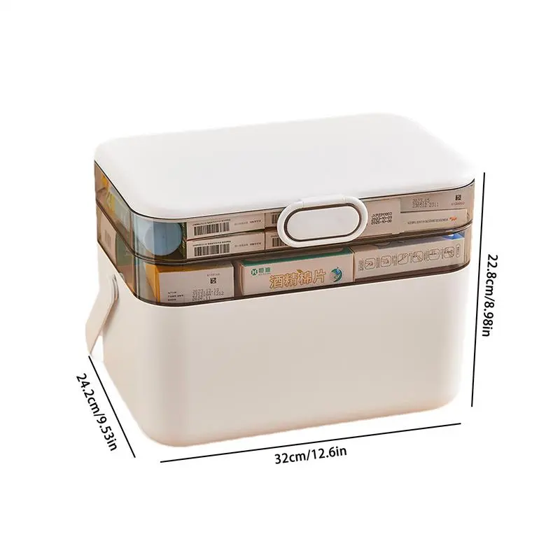 Three-Layer Large Medicine Box Three-Layer Large-Capacity Medicine Chest Portable Medicine Box Removable Medicine Cabinet Pill