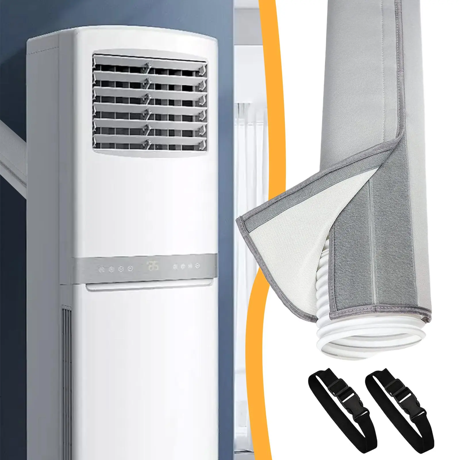 Insulation Sleeve Air Conditioner Hose Cover Wrap Exhaust Pipe Protection Cover Waterproof Heat Insulation Wrap With 2 Buckle