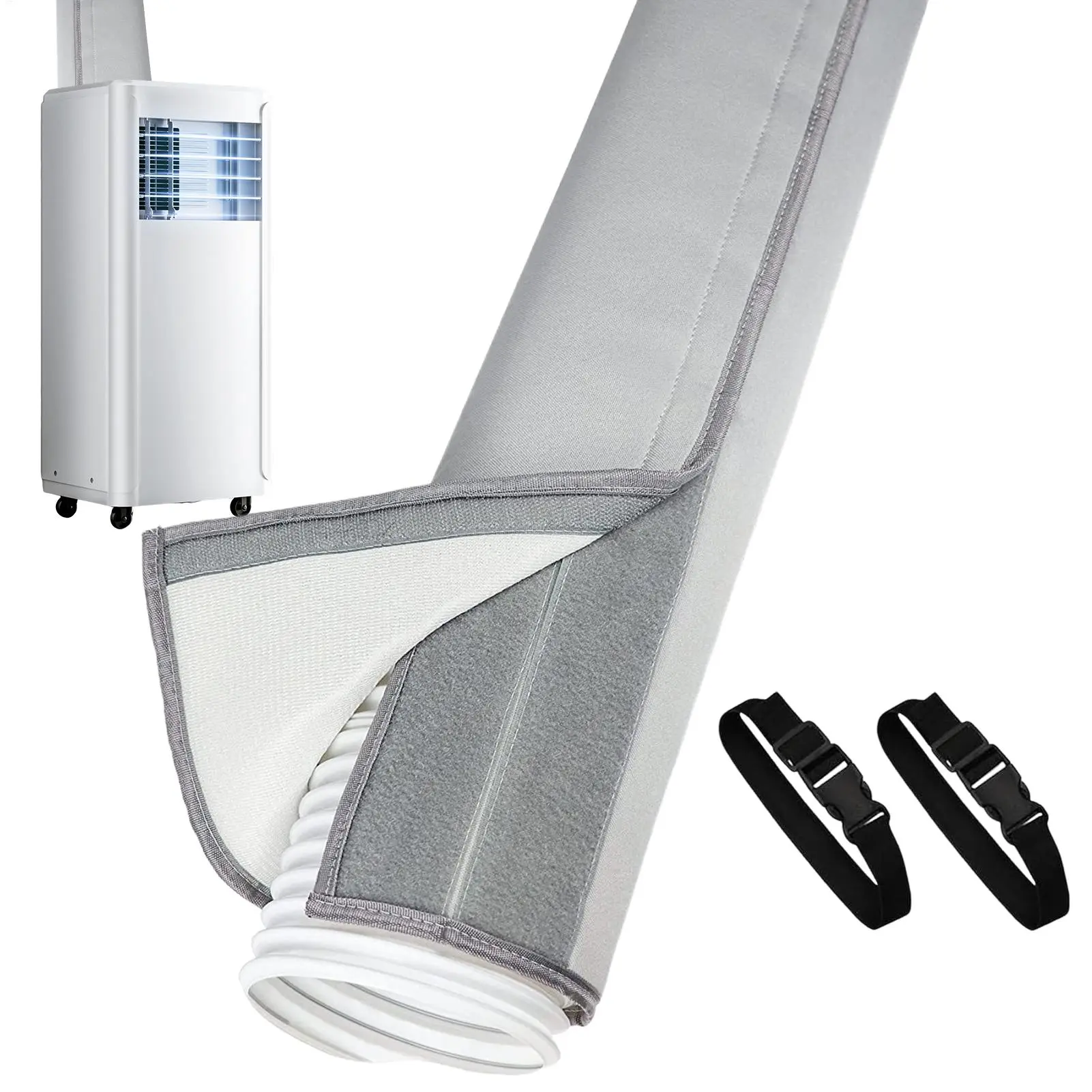 Insulation Sleeve Air Conditioner Hose Cover Wrap Exhaust Pipe Protection Cover Waterproof Heat Insulation Wrap With 2 Buckle