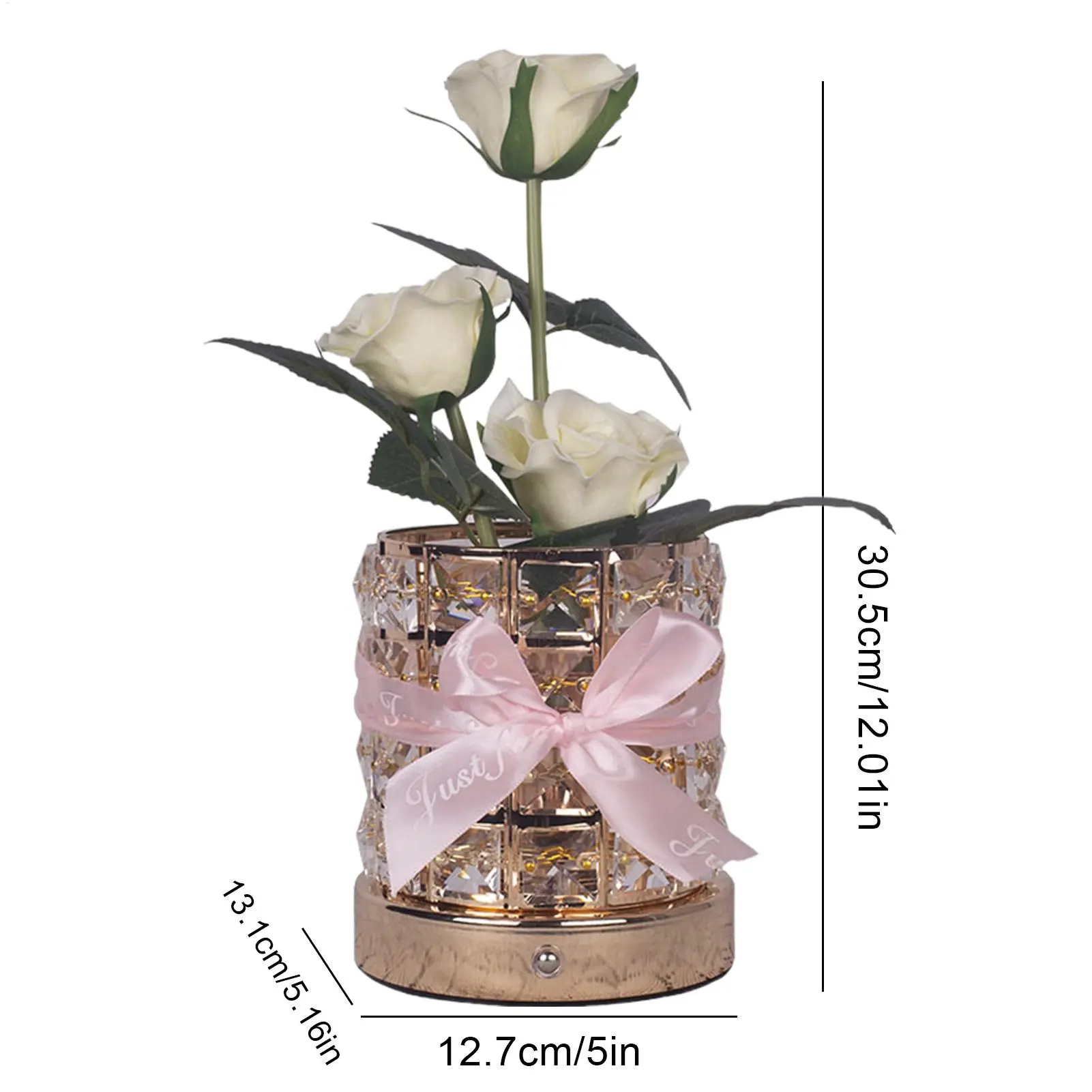 Lighted Flowers Bedroom Crystal Lamp 3-Color Dimmable Rose Flower Romantic Decoration For Living Room Bedroom Nightstand