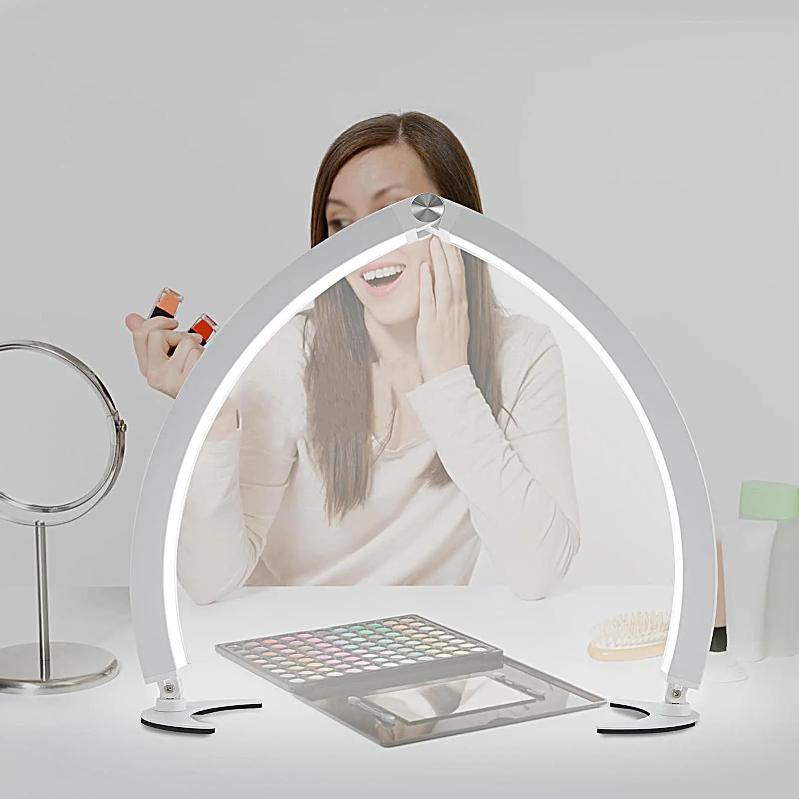 Lamp For Nail Desk Adjustable Half Moon Light 40W Remote Control Foldable Lamp For Eyelash Women Girls Beauty Home Skin Care